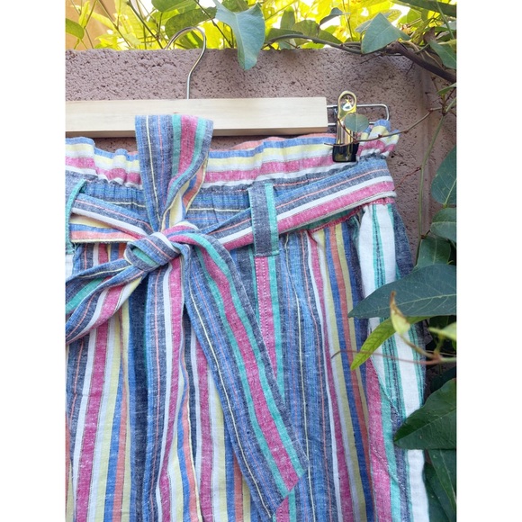 MARINE LAYER NWOT Multicolor Striped Hemp Audrey High Waisted Belted Shorts - Picture 3 of 10